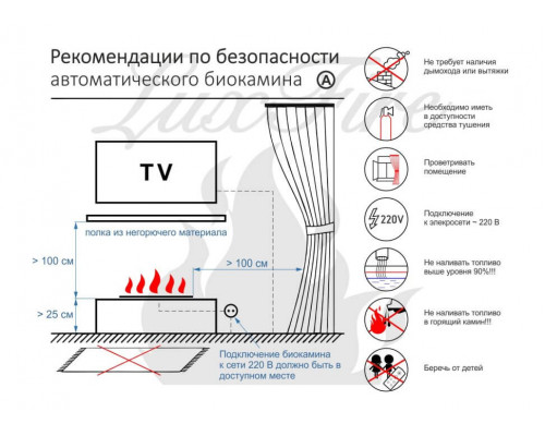 Автоматический биокамин Lux Fire Smart Flame 1000 RC